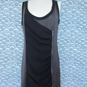 ZARA BASIC Zipper Front Draped Dress Black Olive